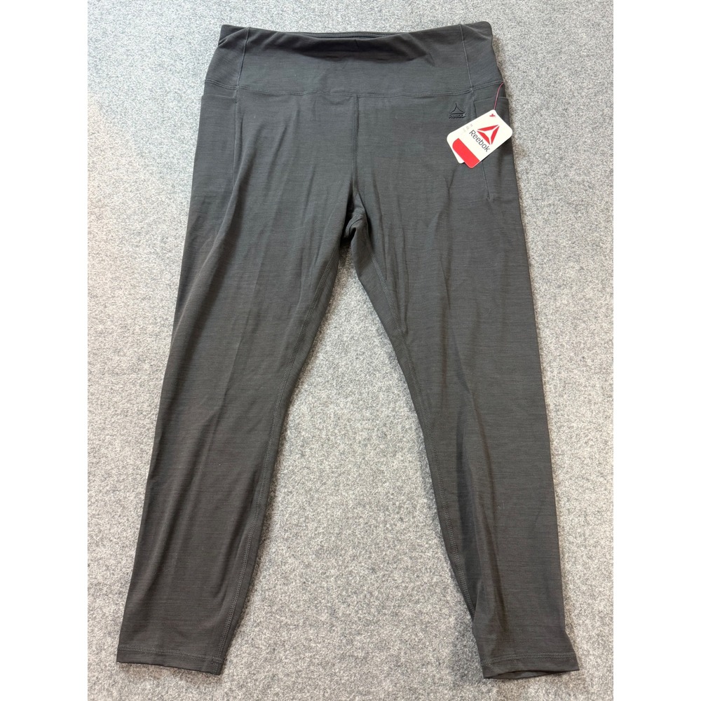 Reebok Reflex Legging Womens XL Black Heather NWT Moisture Wicking Pockets